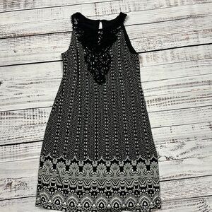 Elegant Black and White Lace Dress